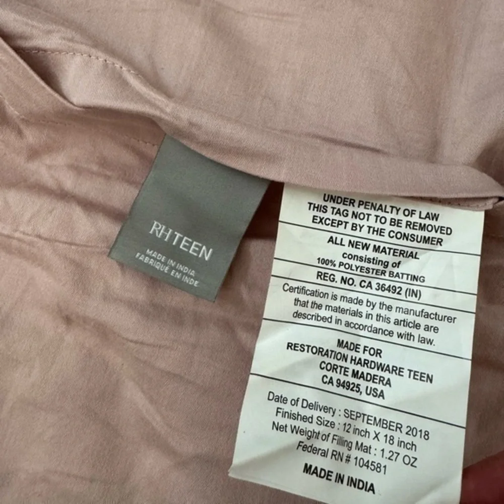 Set of 3 Restoration Hardware‎ Teen Blush Pink Cotton Velvet Tufted Shams